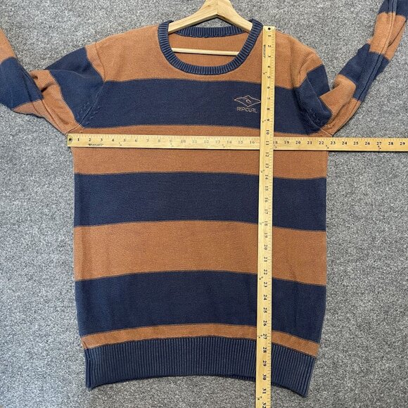 Rip Curl Y2K Mens Striped Rugby Style Sweater L Blue & Orange - Picture 7 of 7